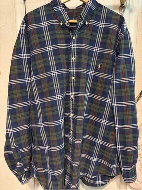 Polo by Ralph Lauren Men's Navy & Green Plaid Button-Down Shirt XLT